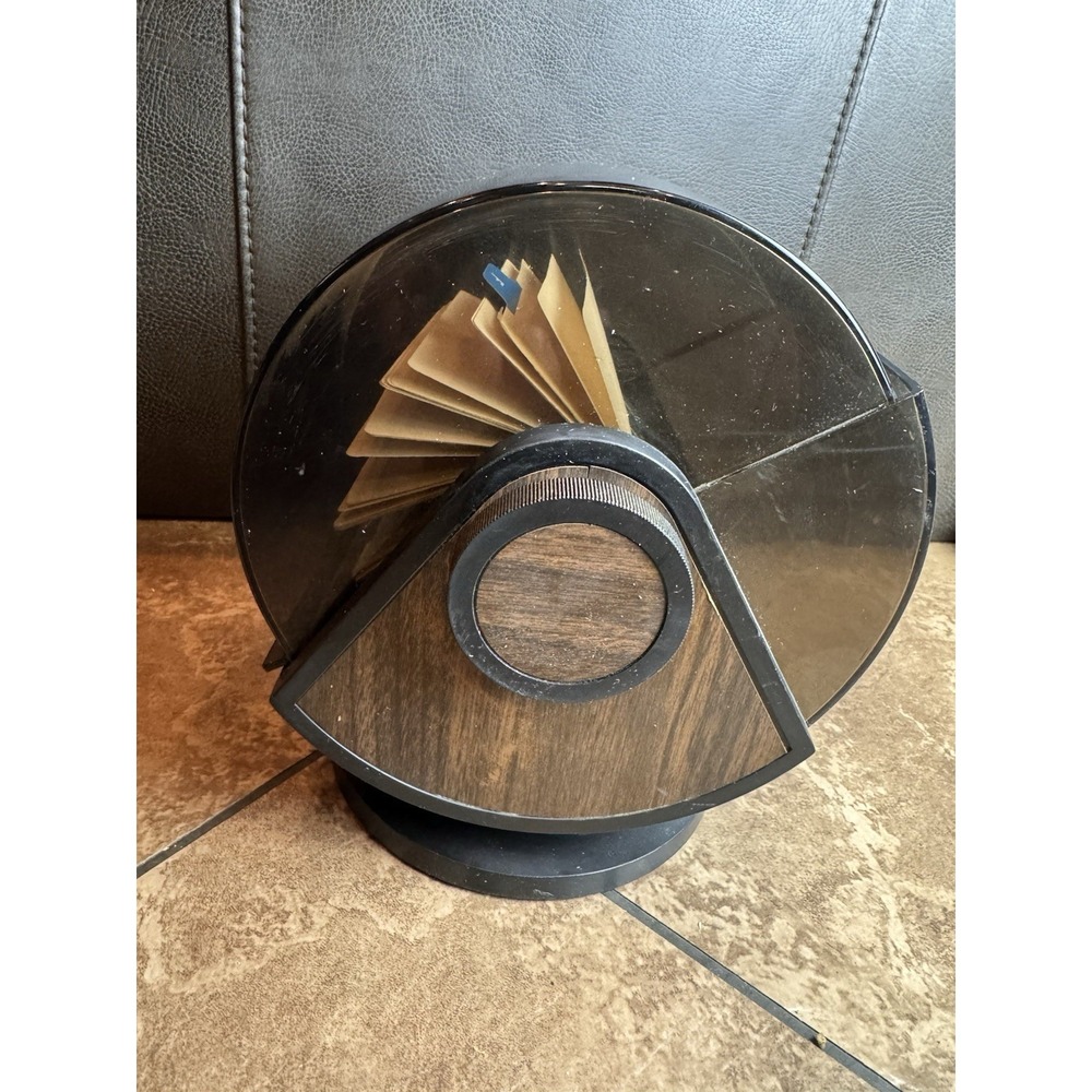 Vintage Rolodex SW-24C Rotary Card File Woodgrain Smoked Cover Made in USA - Picture 2 of 5